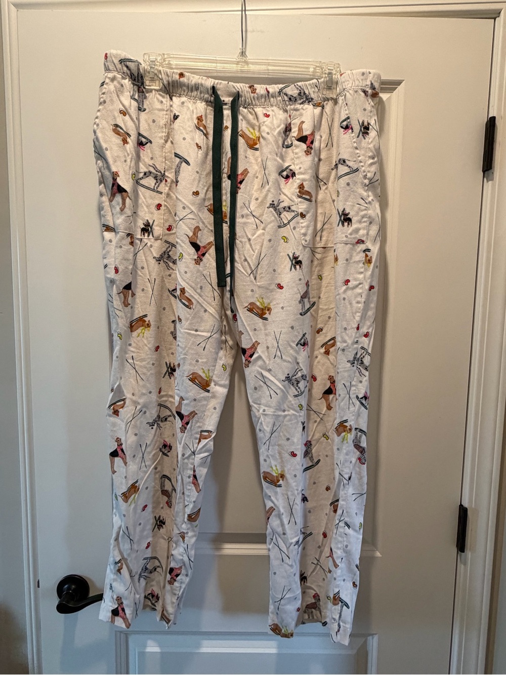 Women's White Ski Print Pajama Pants